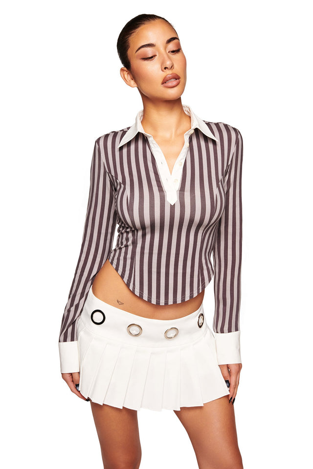 JULIA TOP - GREY STRIPE