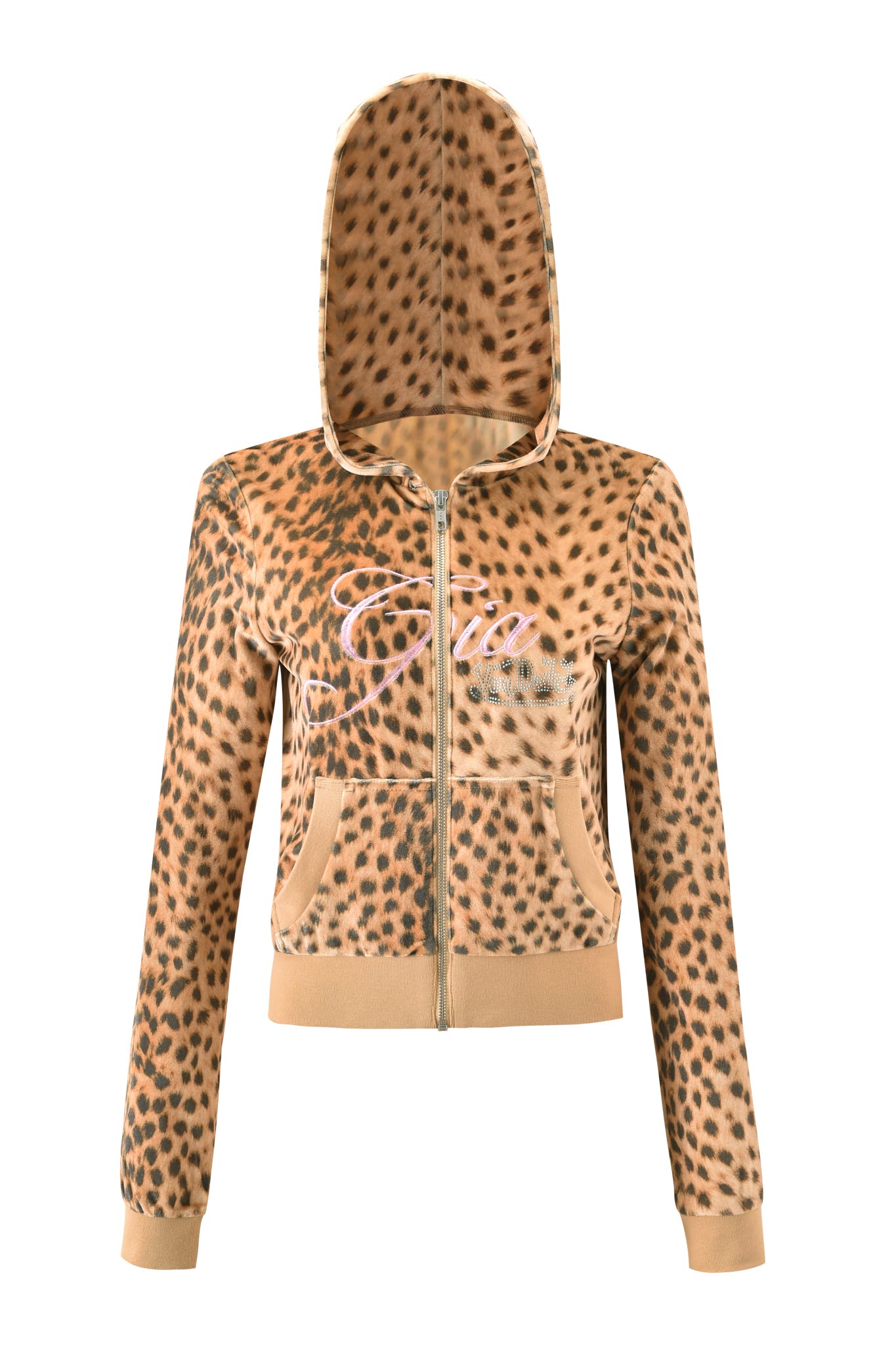 I.AM.GIA X VON DUTCH KAMERON VELOUR JACKET - LEOPARD