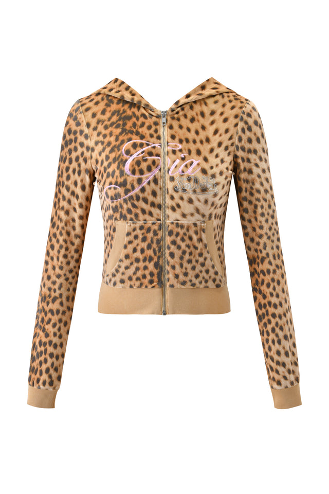 I.AM.GIA X VON DUTCH KAMERON VELOUR JACKET - LEOPARD