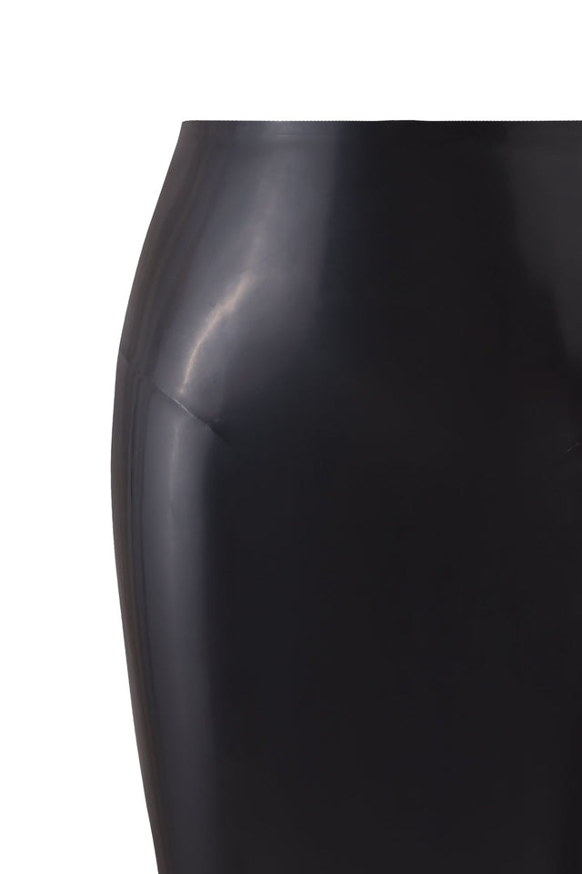 BUFFY LATEX MIDI SKIRT - BLACK