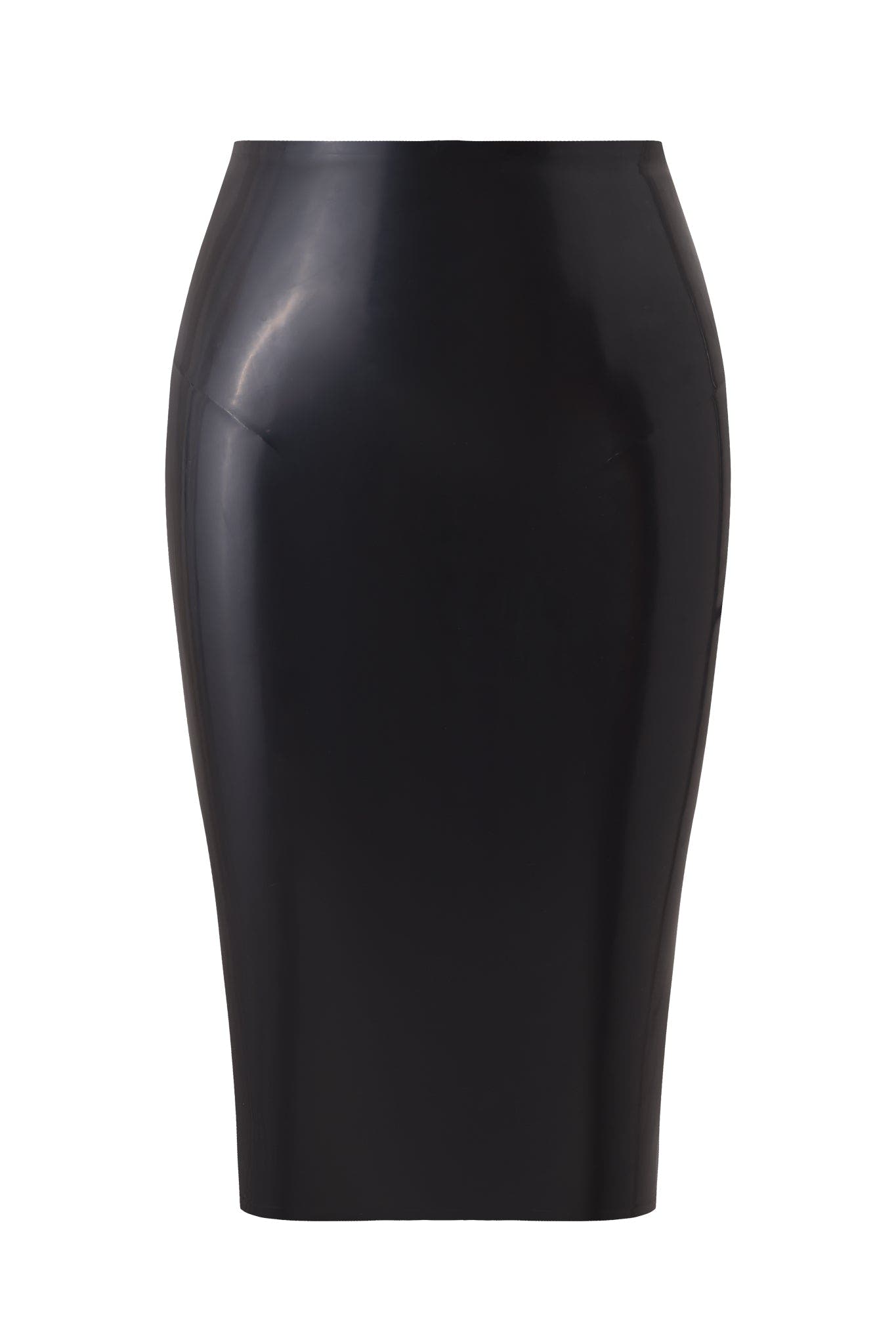 BUFFY LATEX MIDI SKIRT - BLACK
