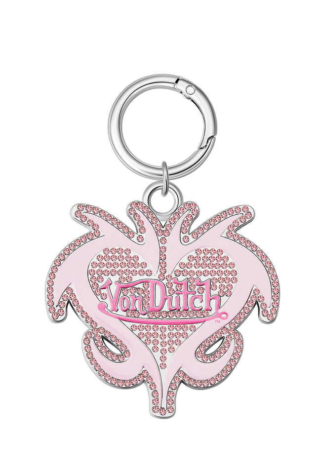 I.AM.GIA X VON DUTCH LOGO KEYCHAIN - PINK SILVER LOGO