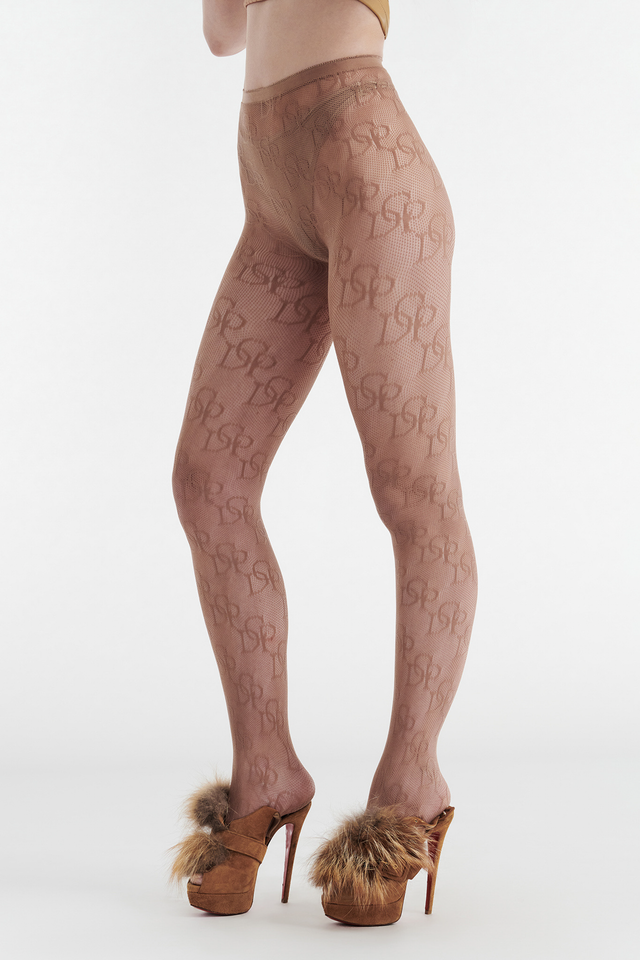 CHRISTINE MONOGRAM STOCKING - TAN