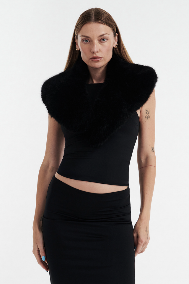 SHIRLEY FAUX FUR COLLAR - BLACK